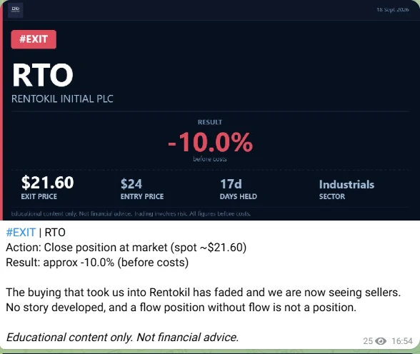 Telegram-bericht: Exit RTO, 18 september